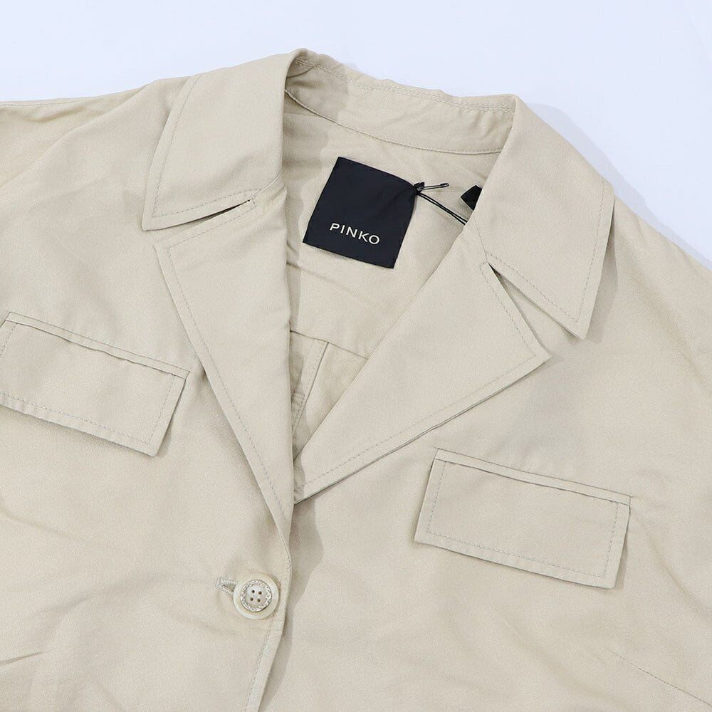 PINKO ジャケット ベージュ ブラック シンプル ベルト付き 1G15UJ-8399