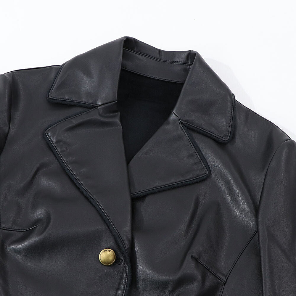 PINKO ピンコ レディース アウター コート ブラック レザー風 1G15WD-Y6WF