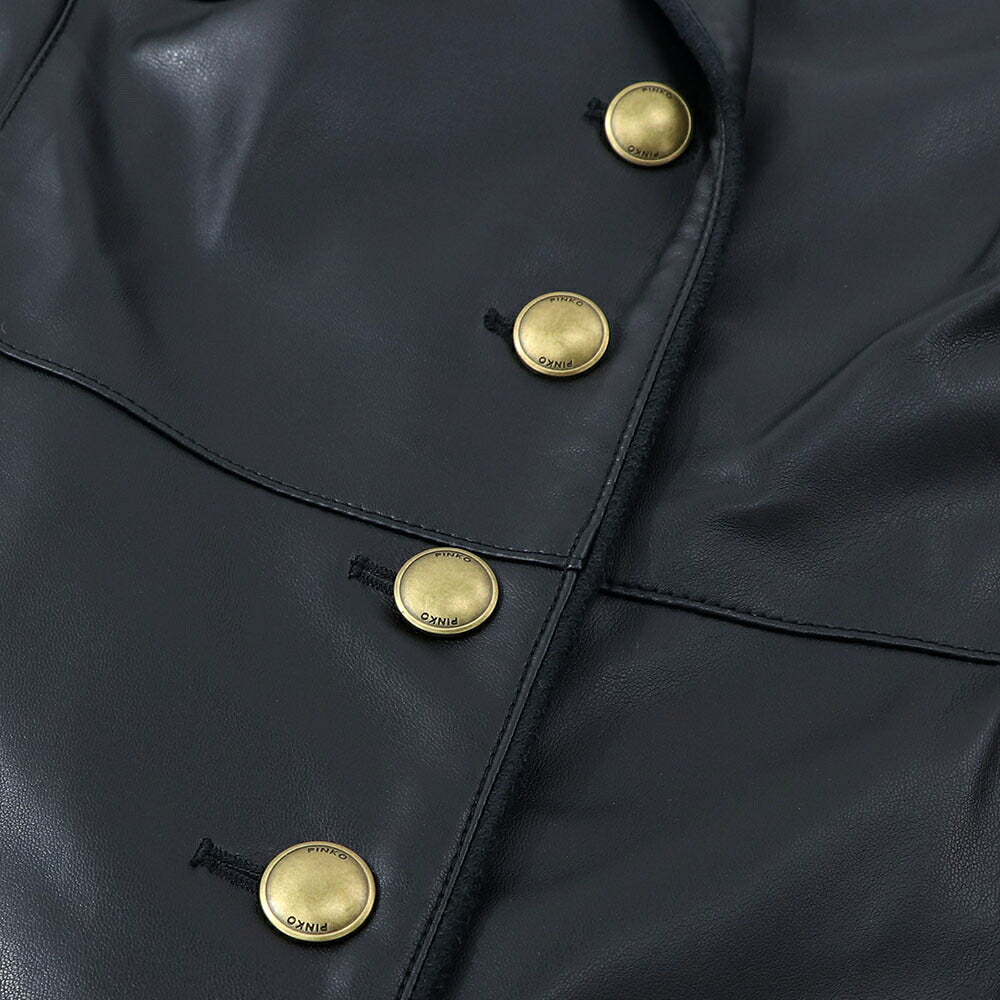 PINKO ピンコ レディース アウター コート ブラック レザー風 1G15WD-Y6WF