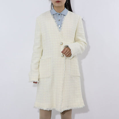 PINKO コート ホワイト パールボタン ツイードコート 1G164P-8440