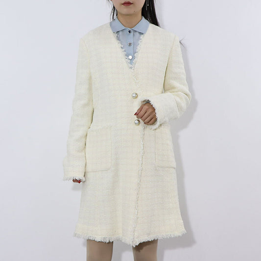 PINKO コート ホワイト パールボタン ツイードコート 1G164P-8440