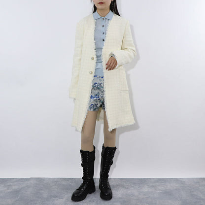 PINKO コート ホワイト パールボタン ツイードコート 1G164P-8440