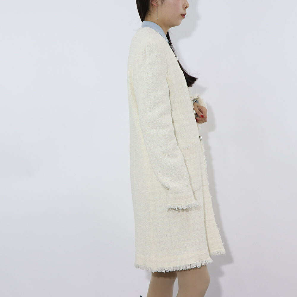 PINKO コート ホワイト パールボタン ツイードコート 1G164P-8440