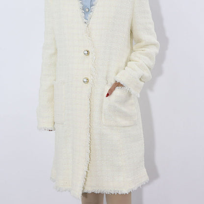 PINKO コート ホワイト パールボタン ツイードコート 1G164P-8440