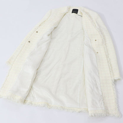 PINKO コート ホワイト パールボタン ツイードコート 1G164P-8440