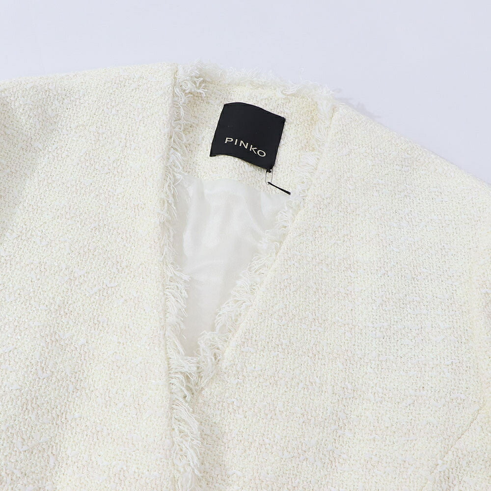PINKO コート ホワイト パールボタン ツイードコート 1G164P-8440