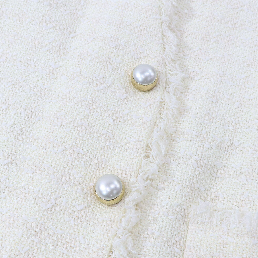 PINKO コート ホワイト パールボタン ツイードコート 1G164P-8440