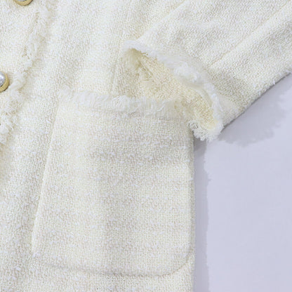 PINKO コート ホワイト パールボタン ツイードコート 1G164P-8440