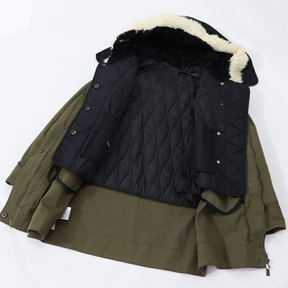 PINKO カーキ ミリタリースタッズ フード付き 1G16K6-Y7BA