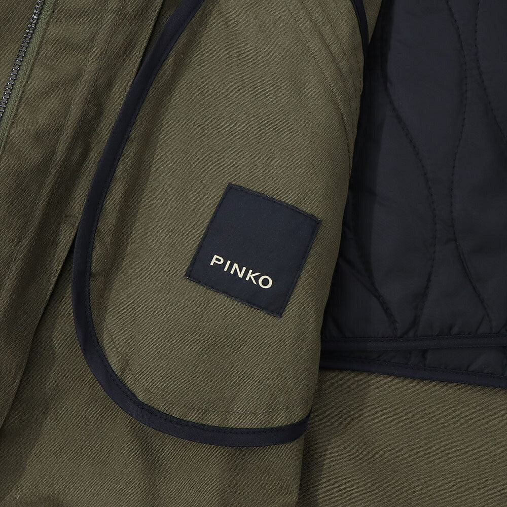 PINKO カーキ ミリタリースタッズ フード付き 1G16K6-Y7BA