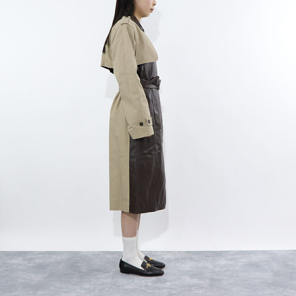 PINKO ブラウン ロングコート レザーコート トレンチコート 1G16KX-Y6W7