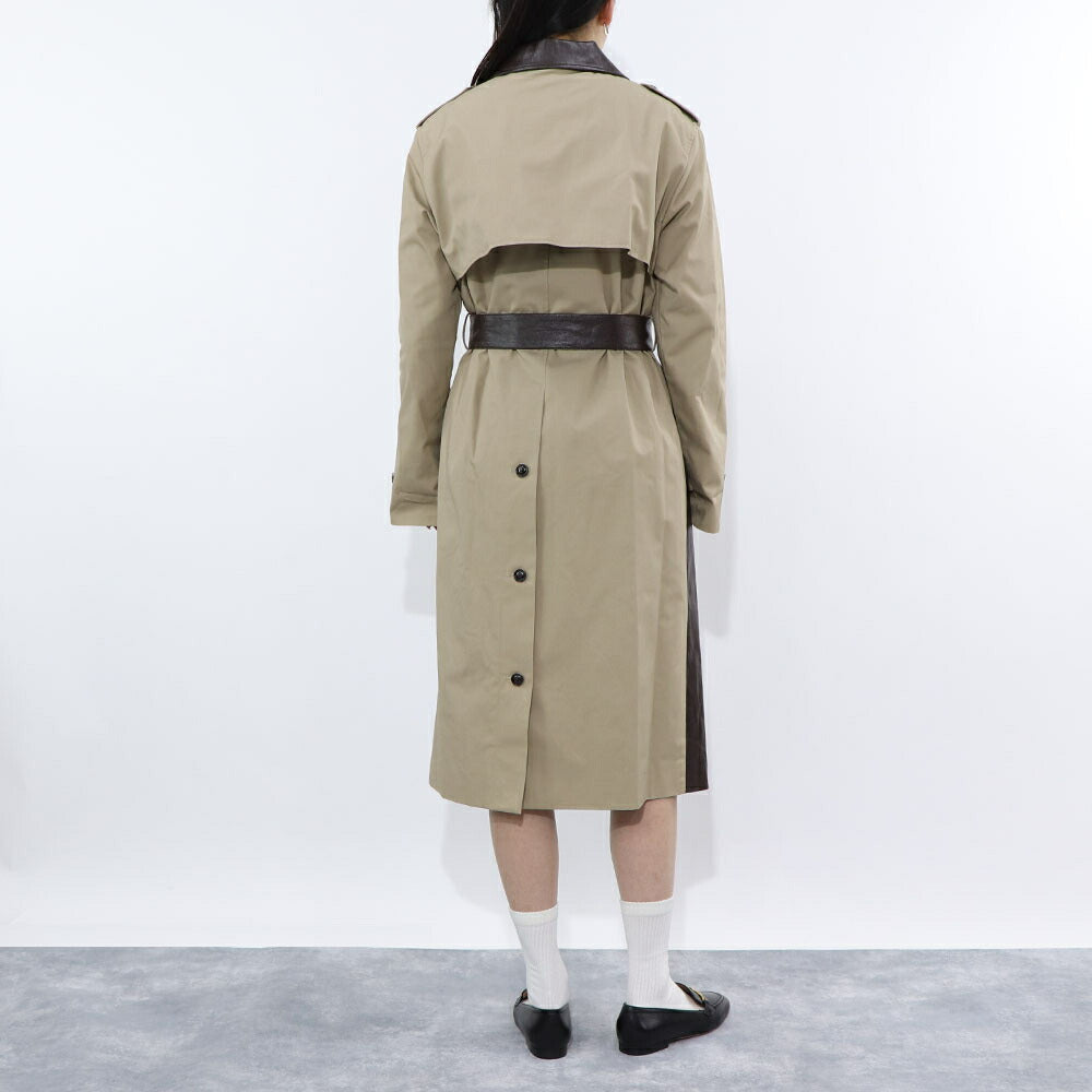 PINKO ブラウン ロングコート レザーコート トレンチコート 1G16KX-Y6W7