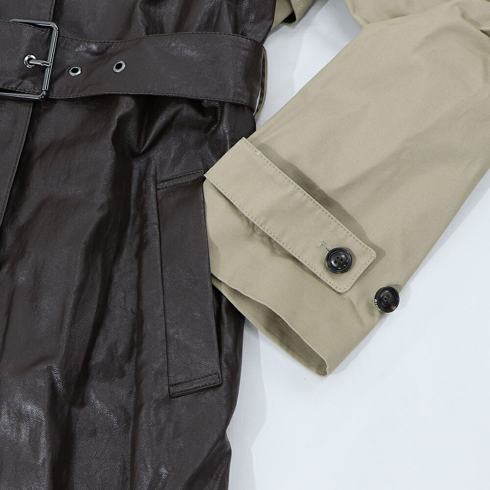 PINKO ブラウン ロングコート レザーコート トレンチコート 1G16KX-Y6W7