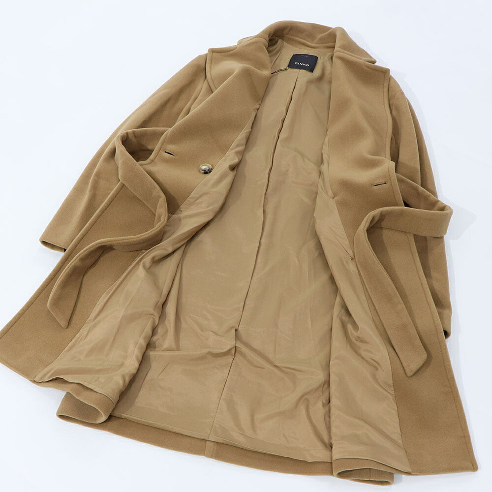 PINKO ブラウン ブラック ロングコート シンプル 1G16RW-Y7E1