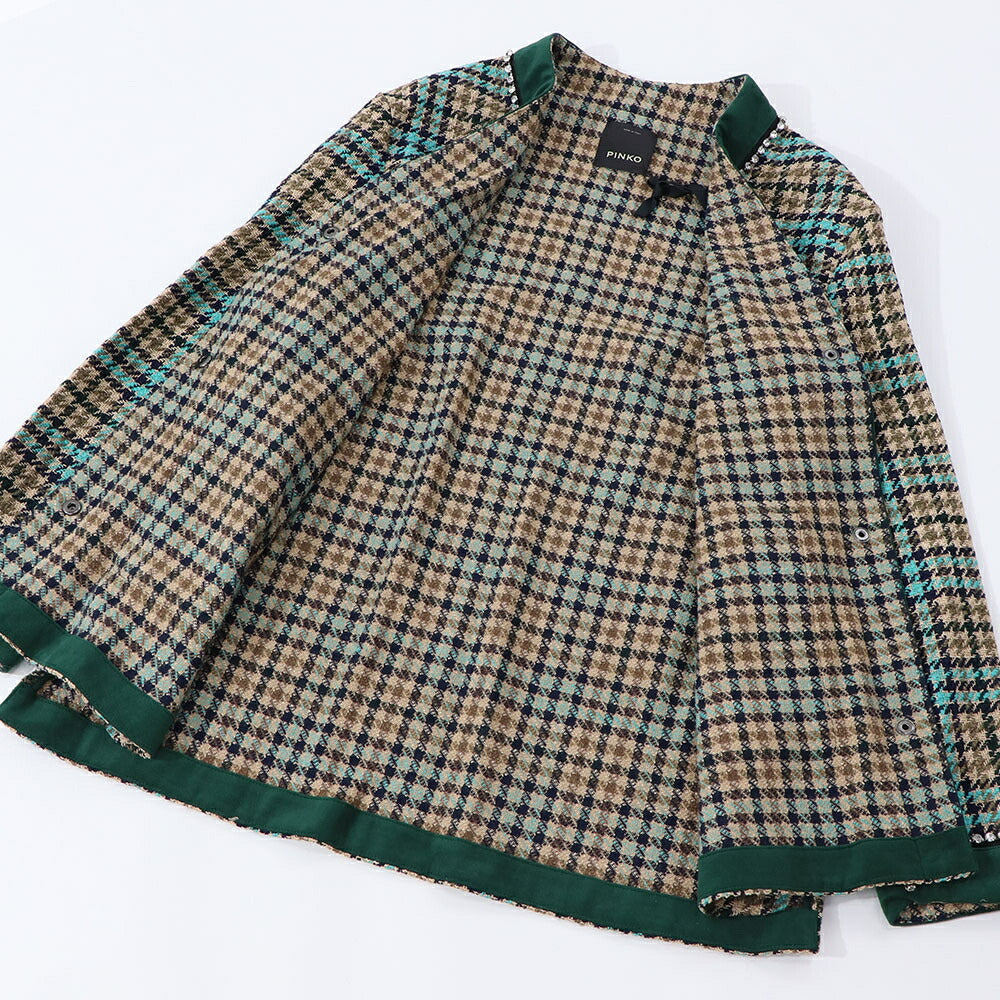 PINKO カーディガン マルチカラー チェック柄 ビジュー 1G16UU-8572