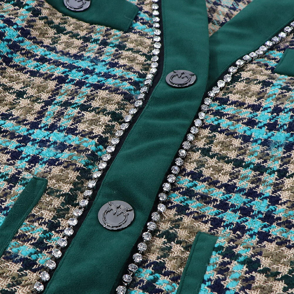 PINKO カーディガン マルチカラー チェック柄 ビジュー 1G16UU-8572