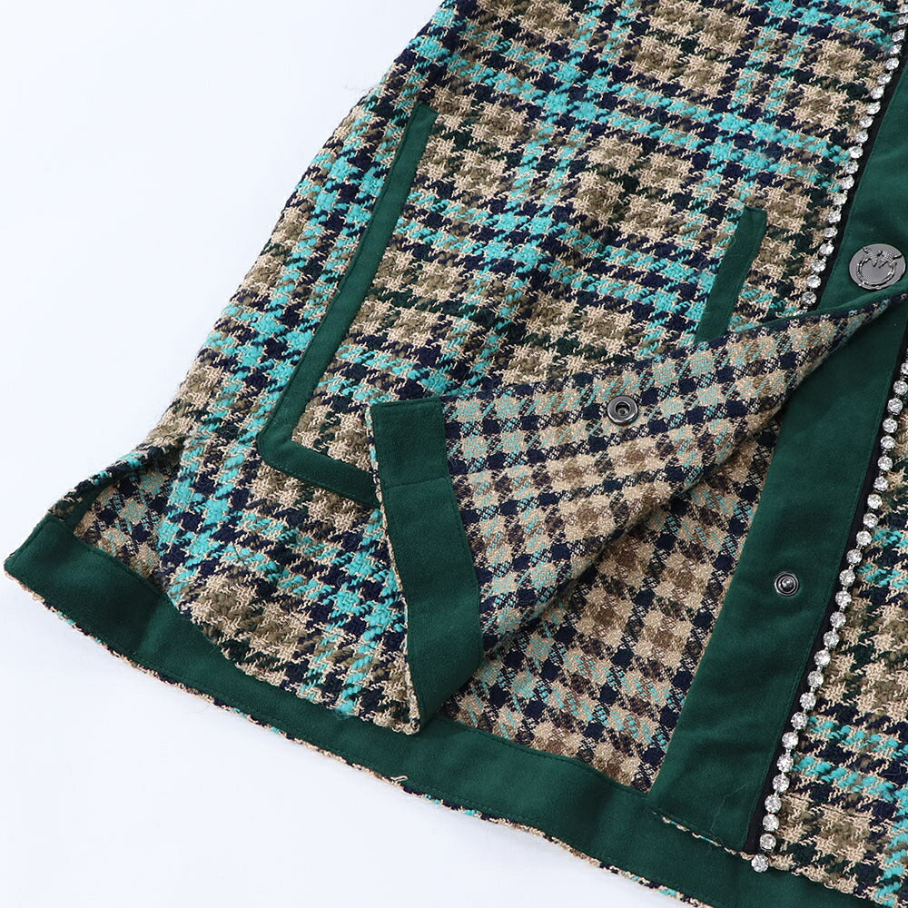 PINKO カーディガン マルチカラー チェック柄 ビジュー 1G16UU-8572