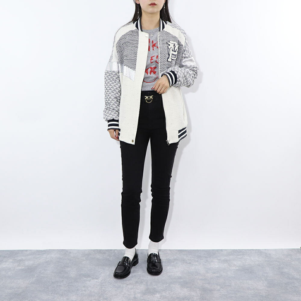 PINKO ジャケット グレー ロゴ刺繍 スナップボタン 1G1711-8738