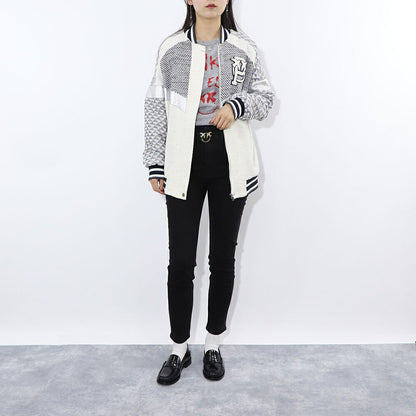 PINKO ジャケット グレー ロゴ刺繍 スナップボタン 1G1711-8738