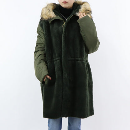 PINKO カーキ ミリタリーコート ロングコート ファー フード付き 1G17Y3-Y4XS