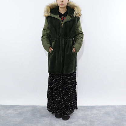 PINKO カーキ ミリタリーコート ロングコート ファー フード付き 1G17Y3-Y4XS