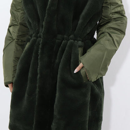 PINKO カーキ ミリタリーコート ロングコート ファー フード付き 1G17Y3-Y4XS