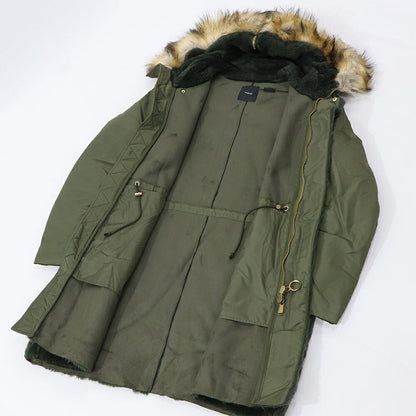 PINKO カーキ ミリタリーコート ロングコート ファー フード付き 1G17Y3-Y4XS