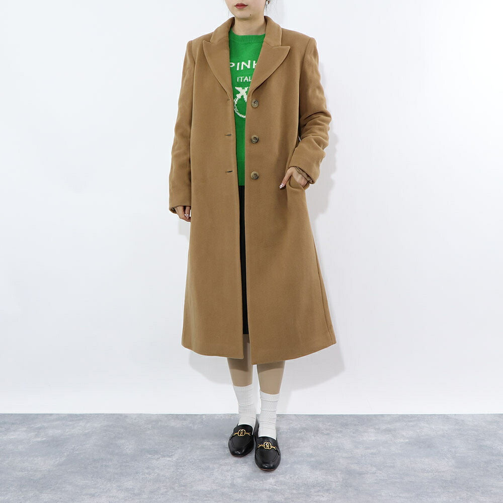 PINKO ブラウン ブラック ロングコート シンプル 1G18CR-A01Q