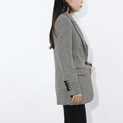 PINKO ジャケット ベージュ ブローチ 千鳥格子柄 1B14T0-8244