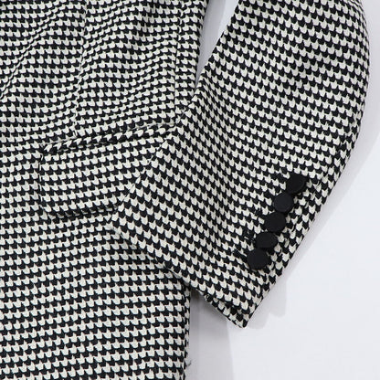 PINKO ジャケット ベージュ ブローチ 千鳥格子柄 1B14T0-8244