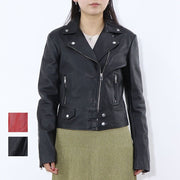 PINKO レッド ブラック レザージャケット 1G151Q-Y672