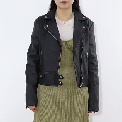 PINKO レッド ブラック レザージャケット 1G151Q-Y672