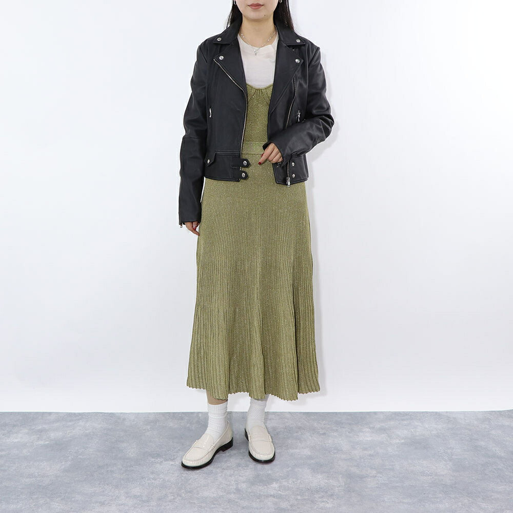 PINKO レッド ブラック レザージャケット 1G151Q-Y672