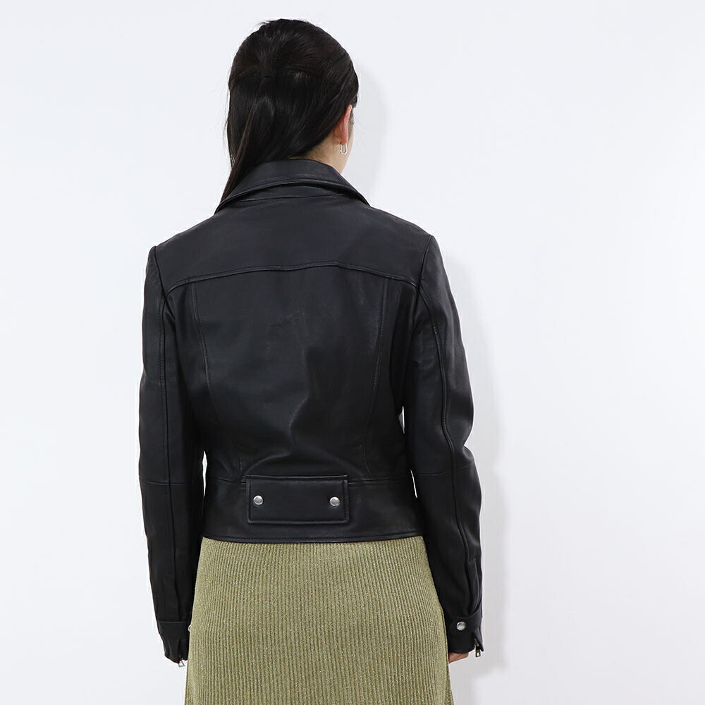 PINKO レッド ブラック レザージャケット 1G151Q-Y672