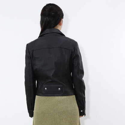 PINKO レッド ブラック レザージャケット 1G151Q-Y672