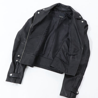 PINKO レッド ブラック レザージャケット 1G151Q-Y672