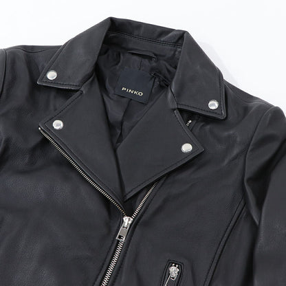 PINKO レッド ブラック レザージャケット 1G151Q-Y672