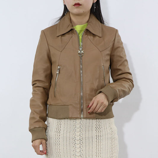 PINKO ブラウン レザージャケット 1G15DB-Y672