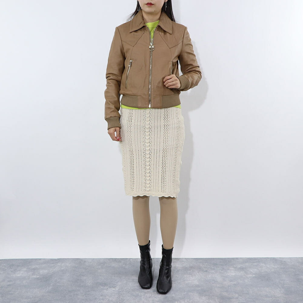 PINKO ブラウン レザージャケット 1G15DB-Y672