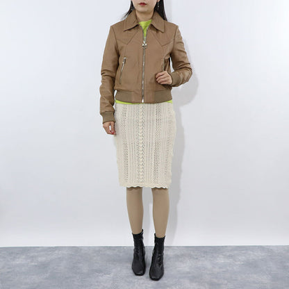 PINKO ブラウン レザージャケット 1G15DB-Y672