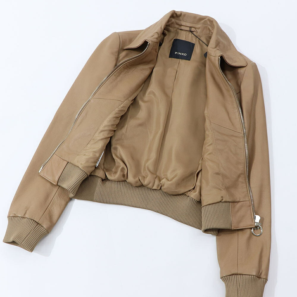 PINKO ブラウン レザージャケット 1G15DB-Y672