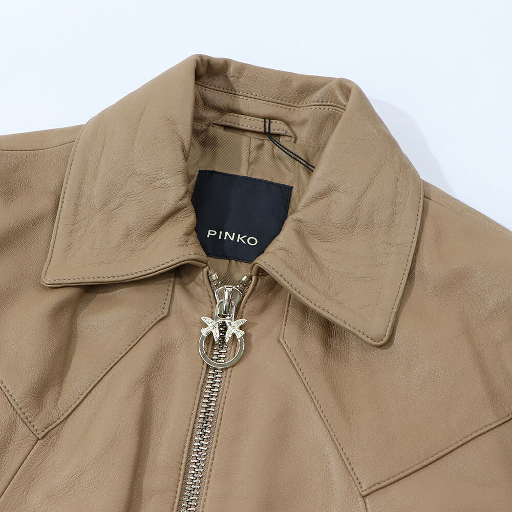 PINKO ブラウン レザージャケット 1G15DB-Y672