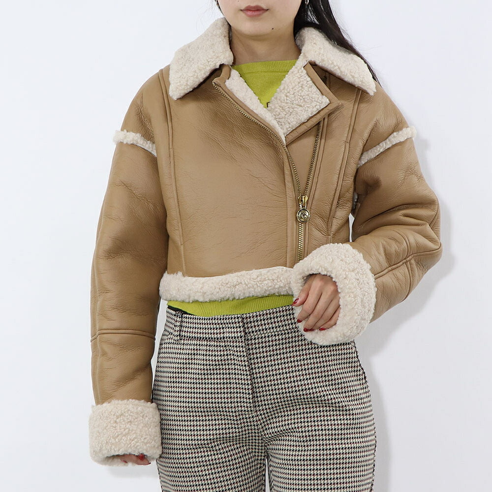 PINKO ブラウン ボアジャケット レザージャケット 1G1807-Y4V5