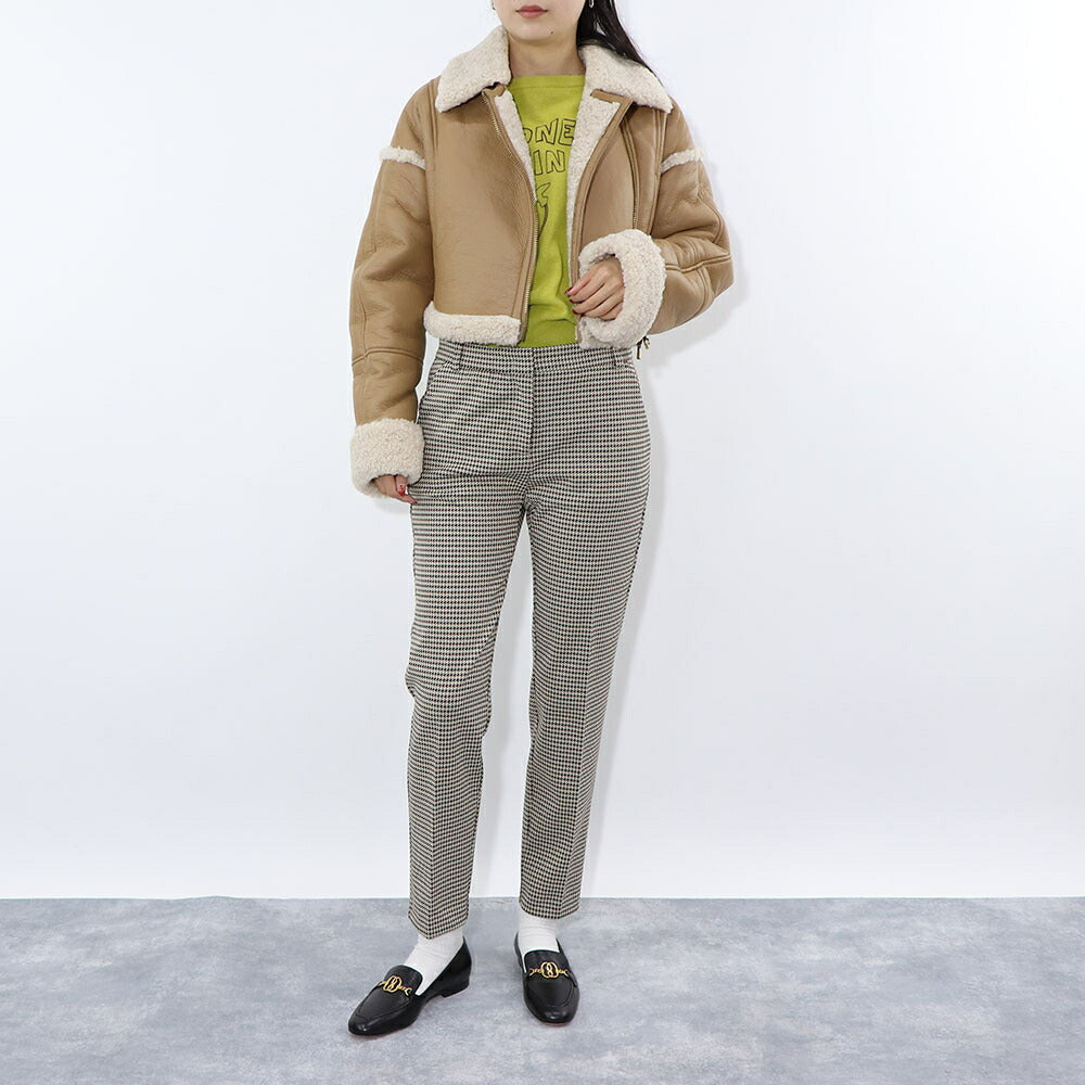 PINKO ブラウン ボアジャケット レザージャケット 1G1807-Y4V5