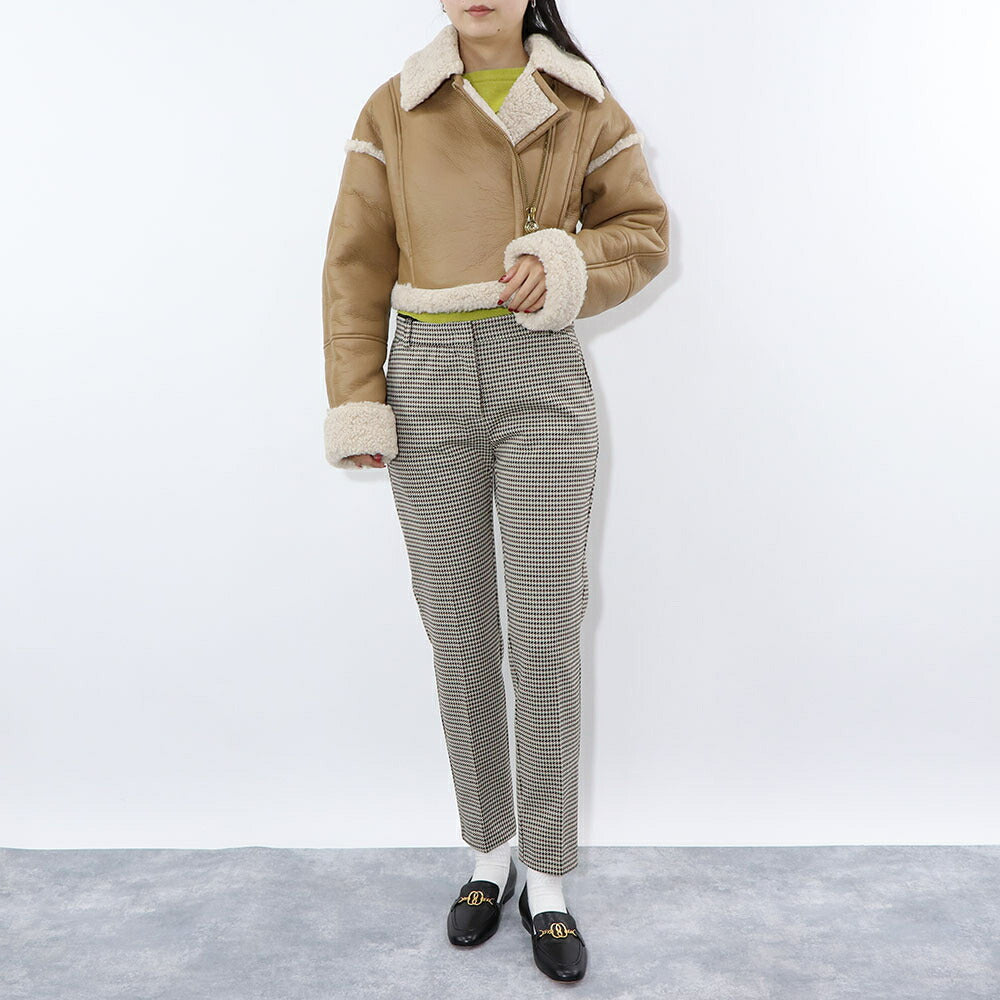 PINKO ブラウン ボアジャケット レザージャケット 1G1807-Y4V5