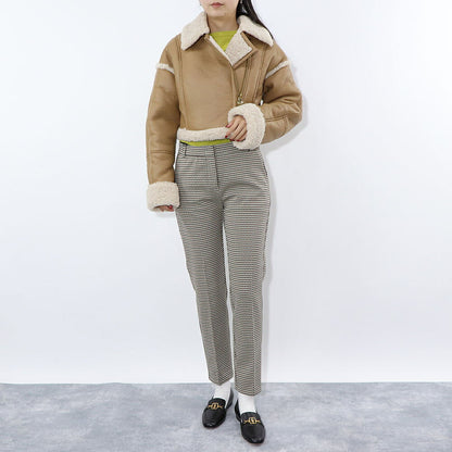 PINKO ブラウン ボアジャケット レザージャケット 1G1807-Y4V5