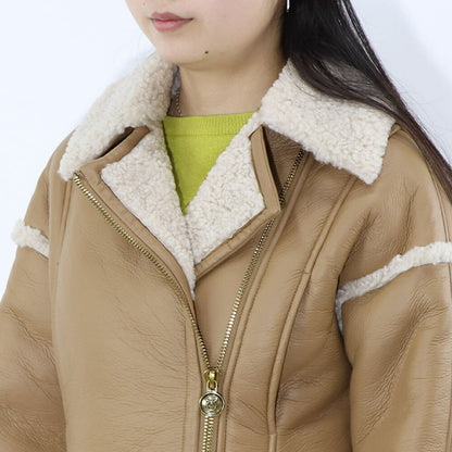 PINKO ブラウン ボアジャケット レザージャケット 1G1807-Y4V5