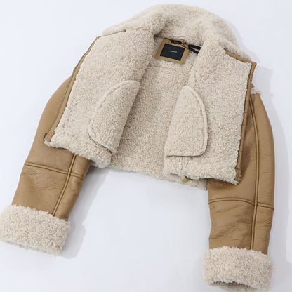 PINKO ブラウン ボアジャケット レザージャケット 1G1807-Y4V5