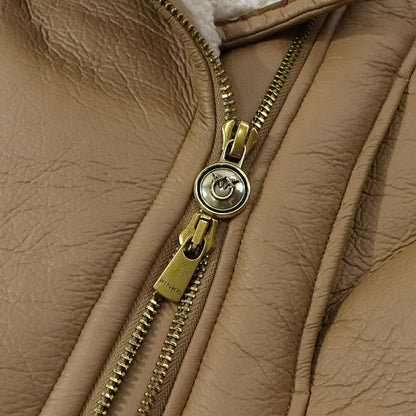 PINKO ブラウン ボアジャケット レザージャケット 1G1807-Y4V5