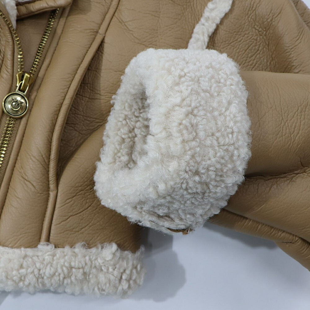 PINKO ブラウン ボアジャケット レザージャケット 1G1807-Y4V5